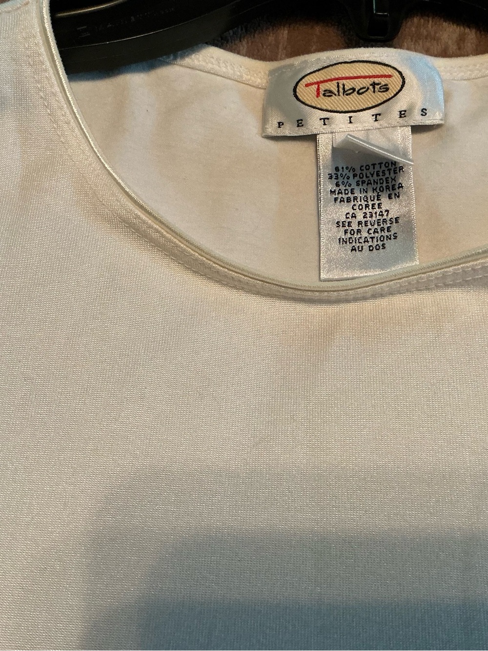 Talbots Classic Light Cream Color Crew Neck T-Shirt - Picture 5 of 5